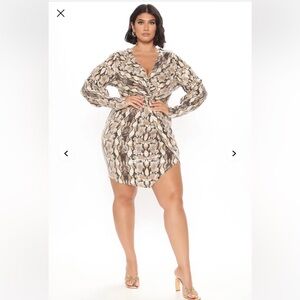 Fashion Nova Blue Long Sleeve Bodycon Dress